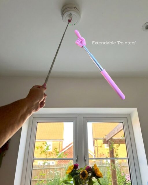 🖐️ Safety has never been so... hands-on!

Our new ‘POINTERS’ are being rolled out to customers to make weekly smoke alarm testing easier, safer and a little more fun. 

No standing on chairs, no awkward stretching – just extend, point, press, test and record it on the testing sheet provided.

Available in six cheerful colours, these little helping hands might raise a smile, but the job they do is seriously important.

#CondemningHomelessnessToHistory #Charity #SoloHousing